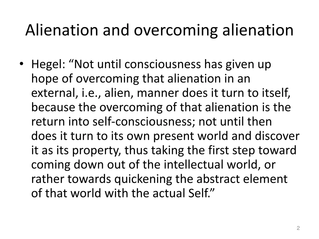 alienation and overcoming alienation