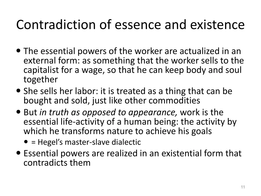 contradiction of essence and existence