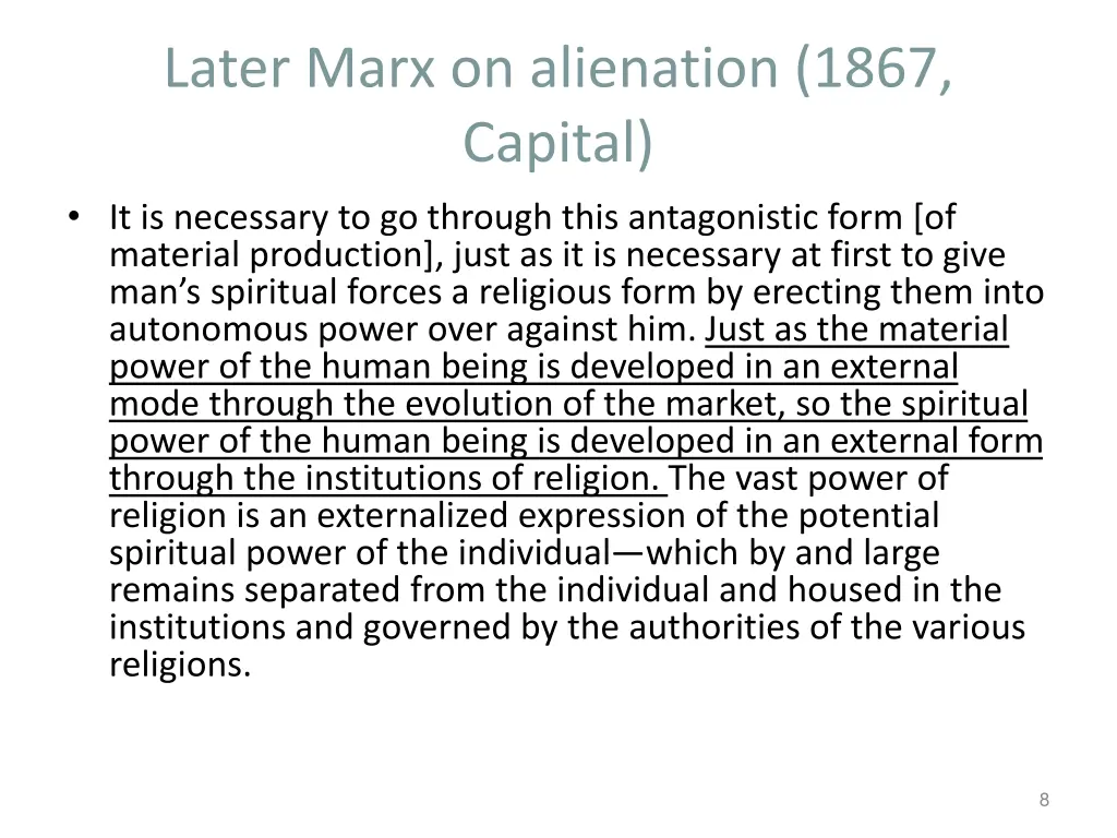 later marx on alienation 1867 capital