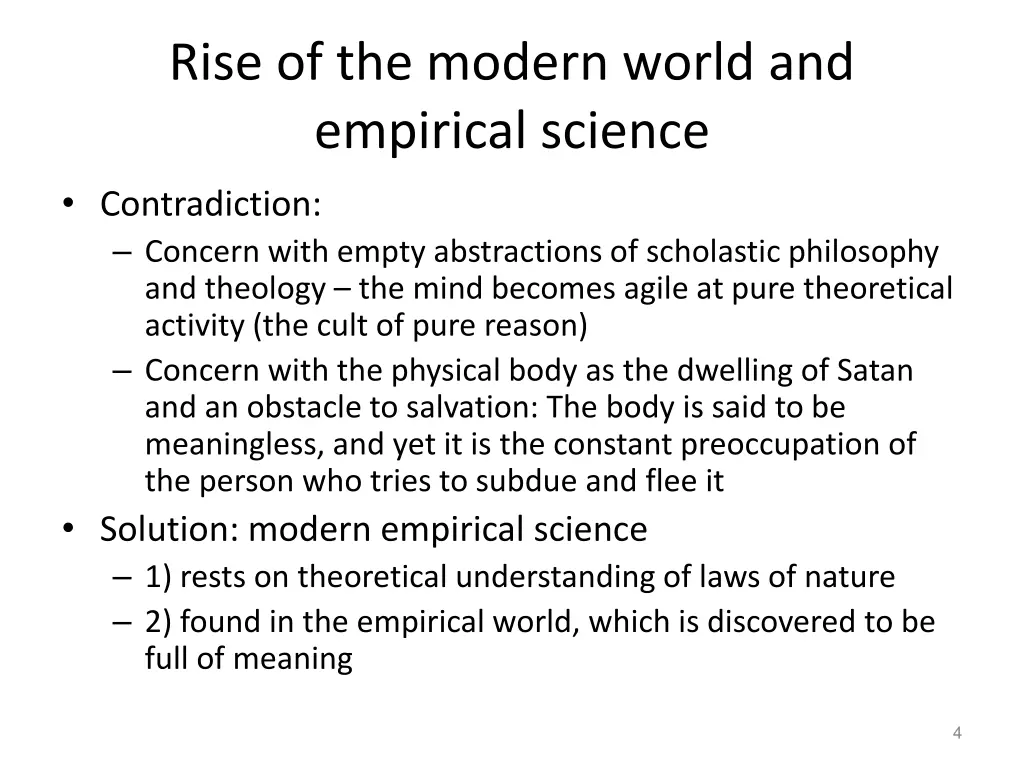 rise of the modern world and empirical science