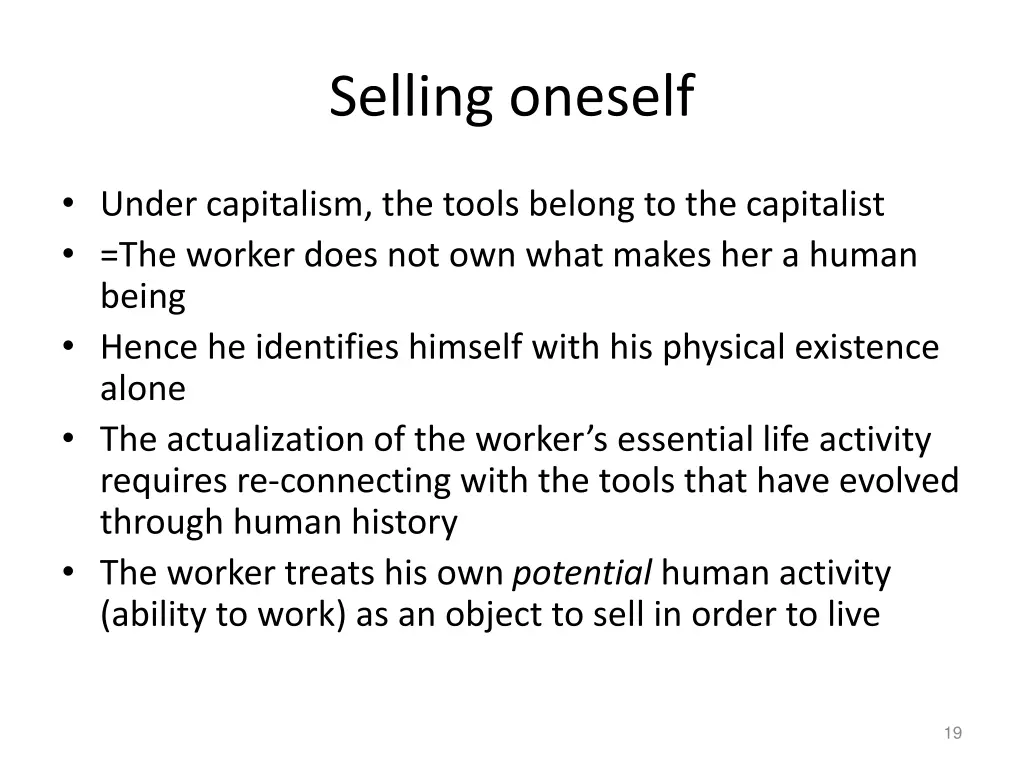 selling oneself