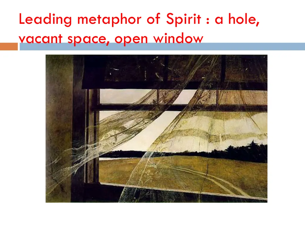 leading metaphor of spirit a hole vacant space