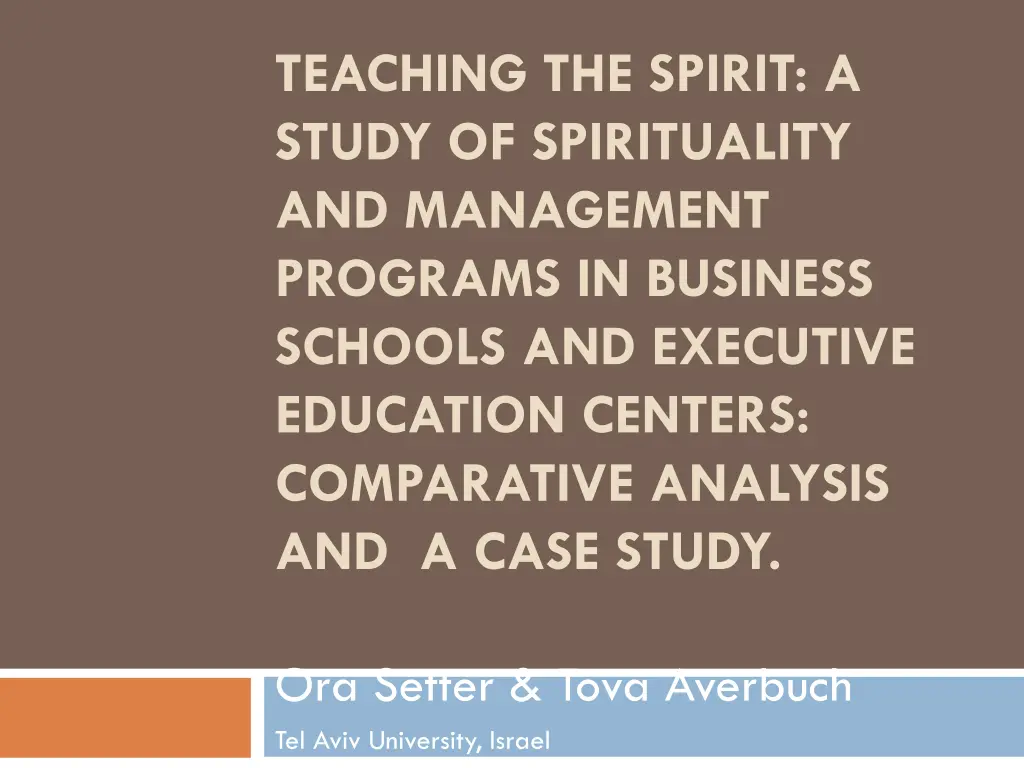 teaching the spirit a study of spirituality