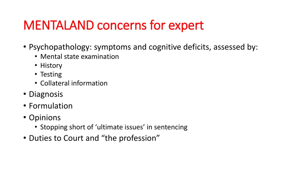 mentaland concerns for expert mentaland concerns