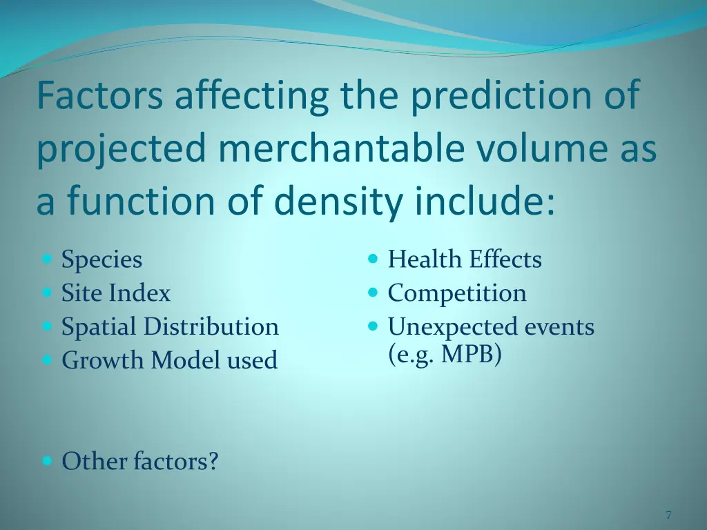 factors affecting the prediction of projected