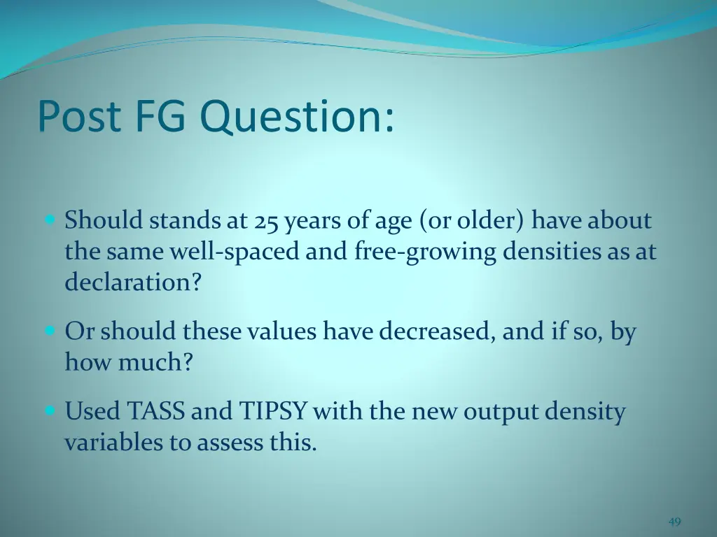 post fg question