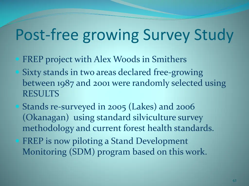 post free growing survey study