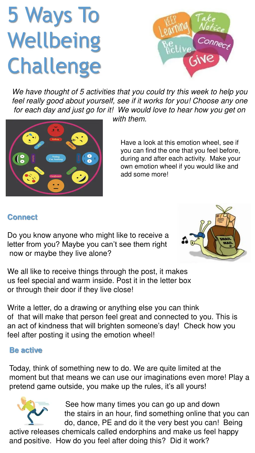 5 ways to wellbeing challenge