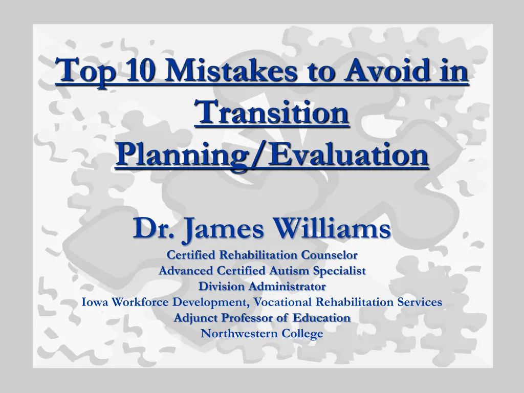 top 10 mistakes to avoid in transition planning