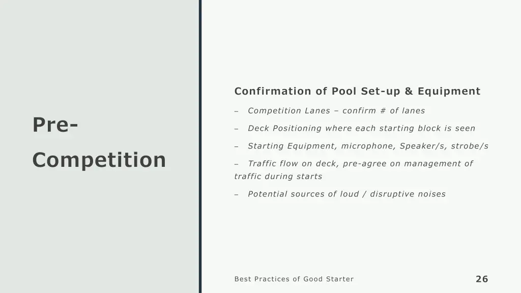 confirmation of pool set up equipment