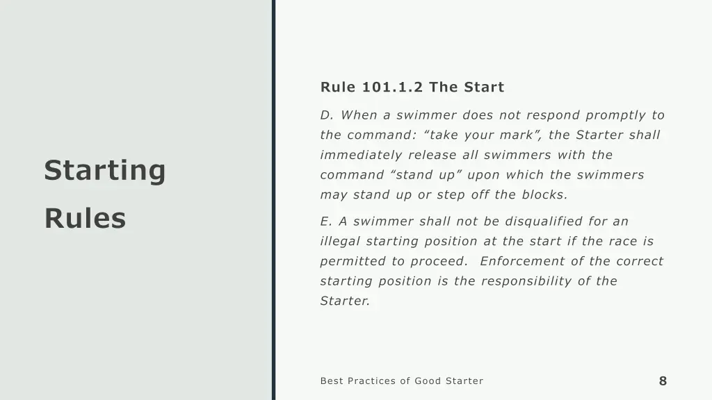 rule 101 1 2 the start