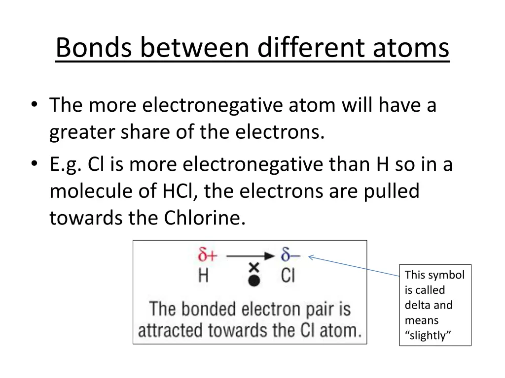 bonds between different atoms