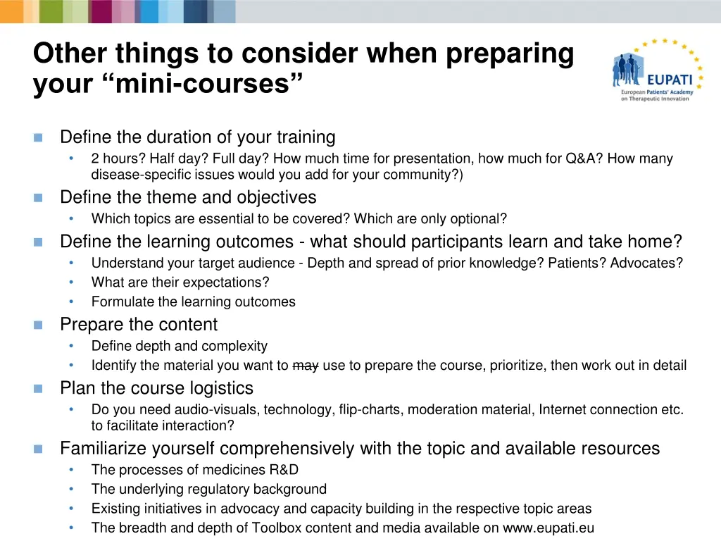 other things to consider when preparing your mini