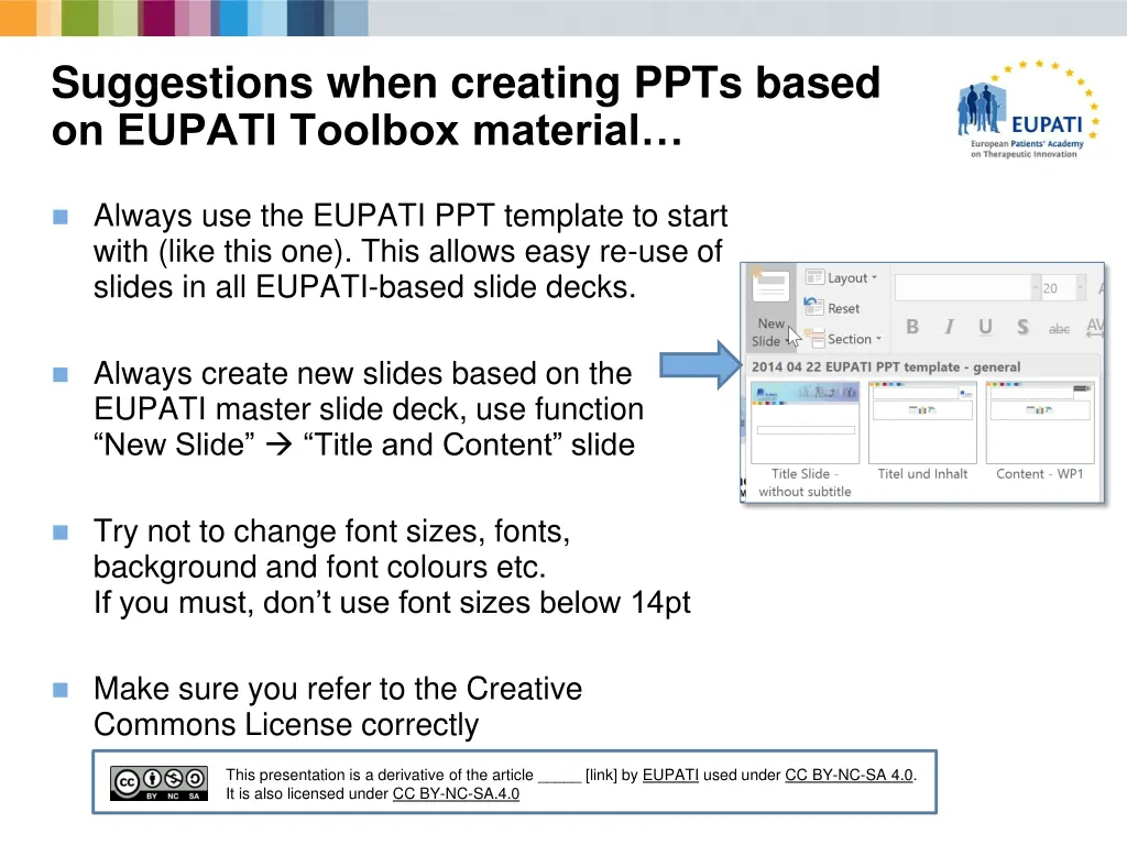 suggestions when creating ppts based on eupati