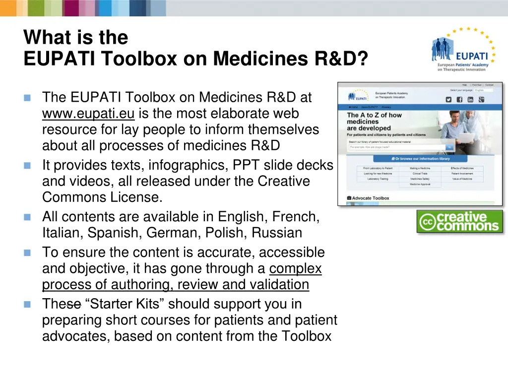 what is the eupati toolbox on medicines r d
