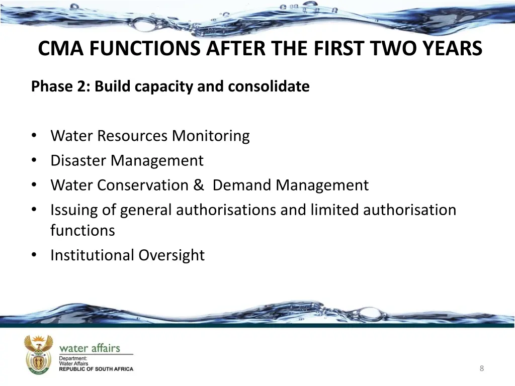 cma functions after the first two years