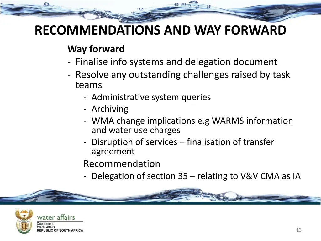recommendations and way forward