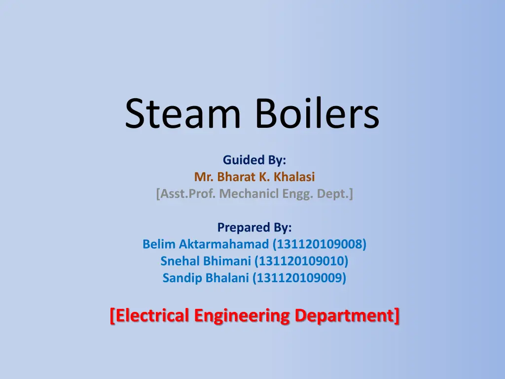steam boilers