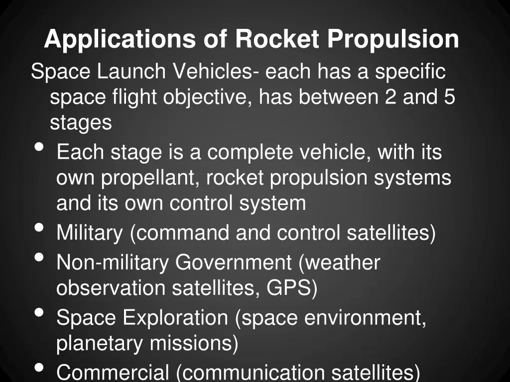 applications of rocket propulsion space launch