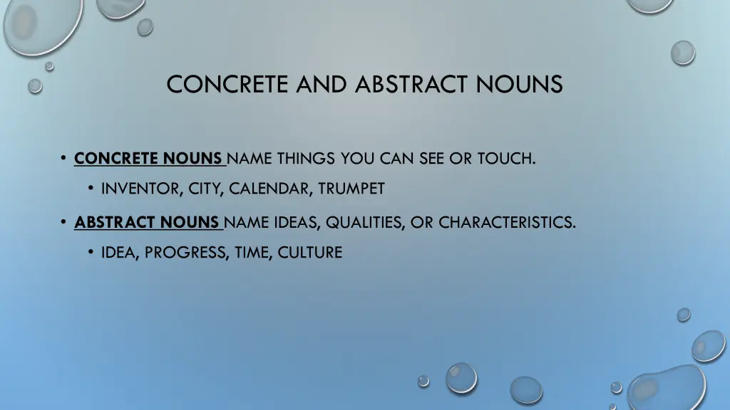 concrete and abstract nouns