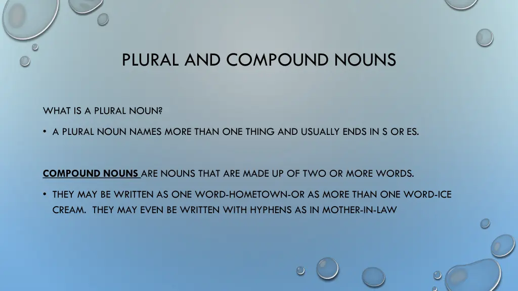 plural and compound nouns