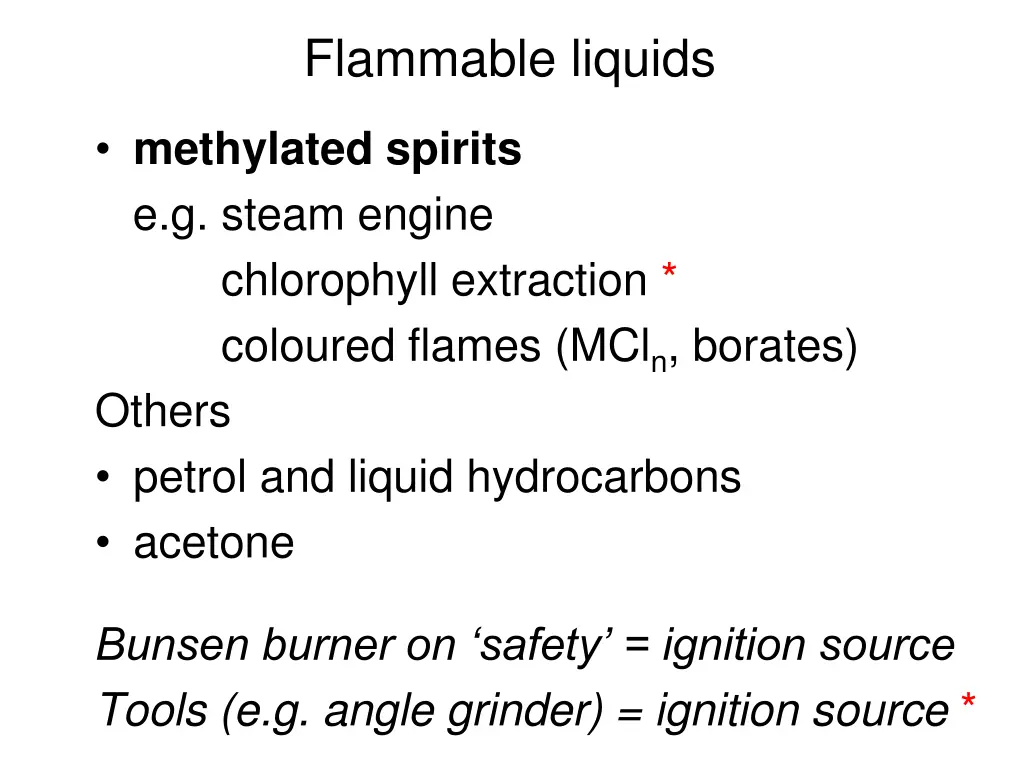 flammable liquids