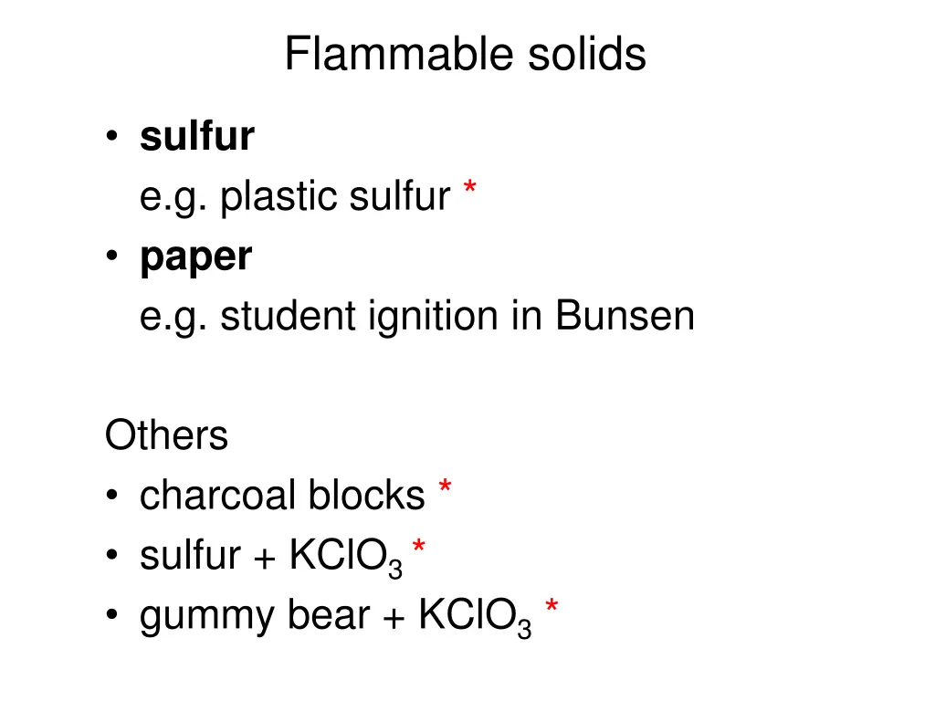 flammable solids