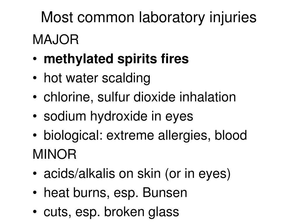 most common laboratory injuries major methylated
