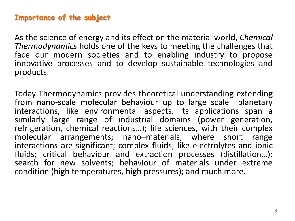 importance of the subject