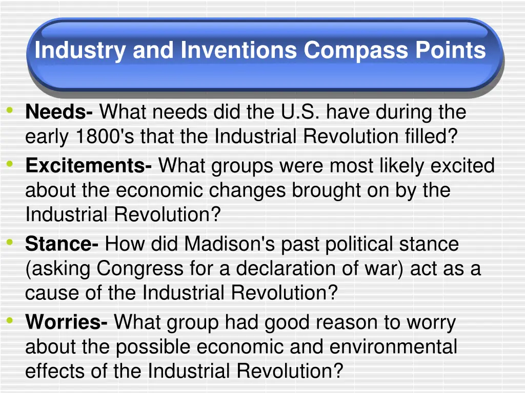 industry and inventions compass points