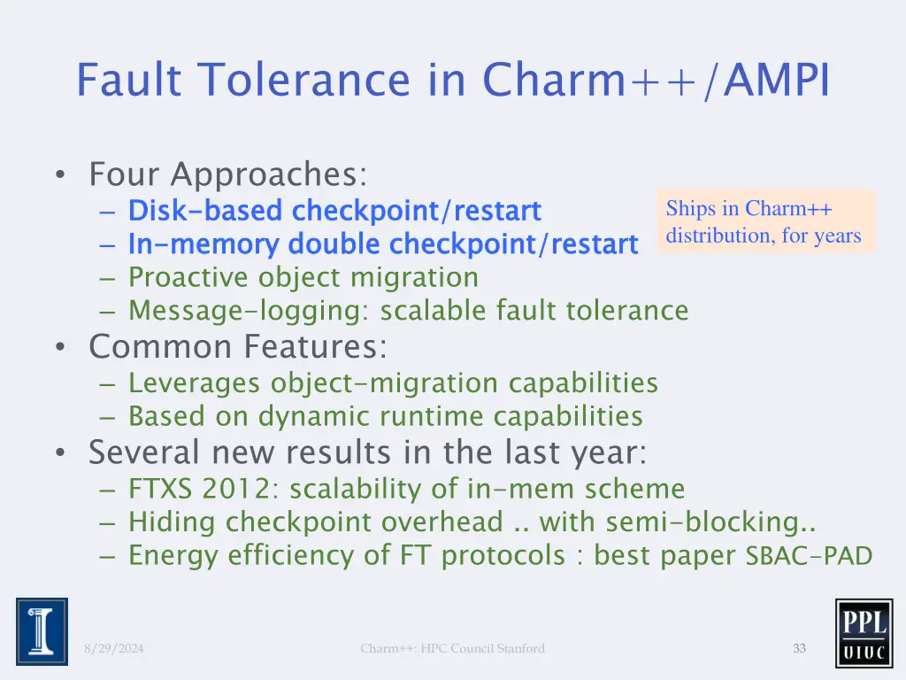 fault tolerance in charm ampi