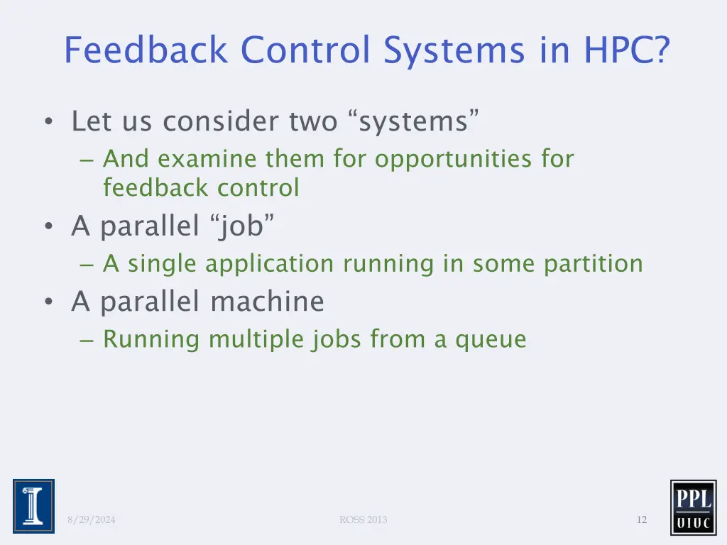 feedback control systems in hpc