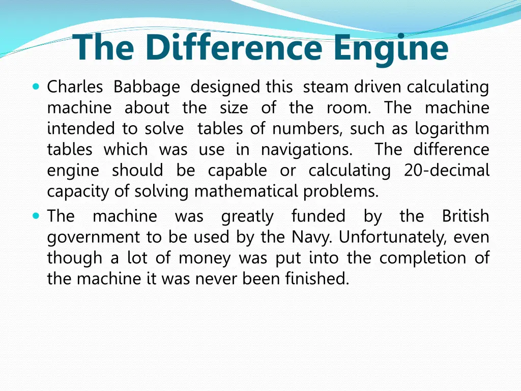 the difference engine charles babbage designed
