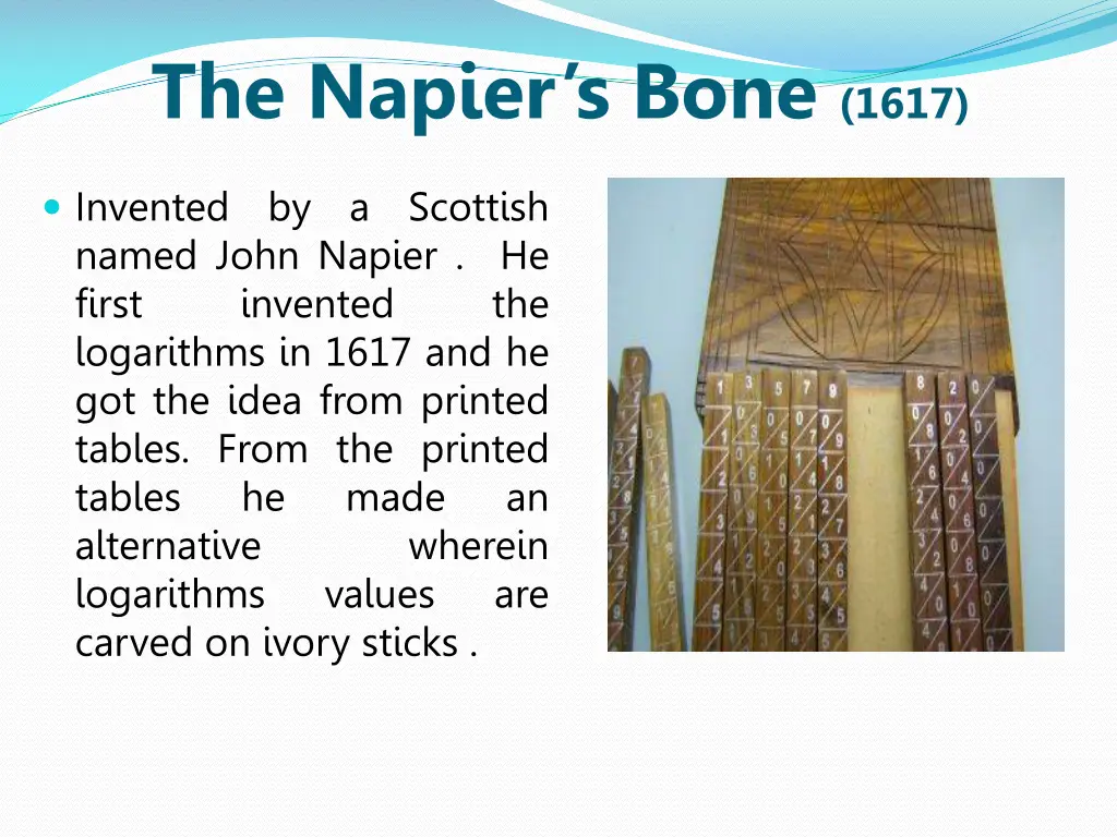 the napier s bone 1617