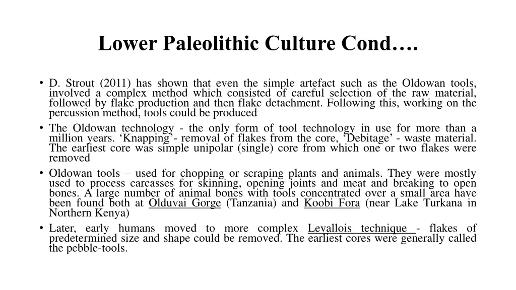 lower paleolithic culture cond