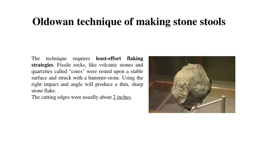oldowan technique of making stone stools