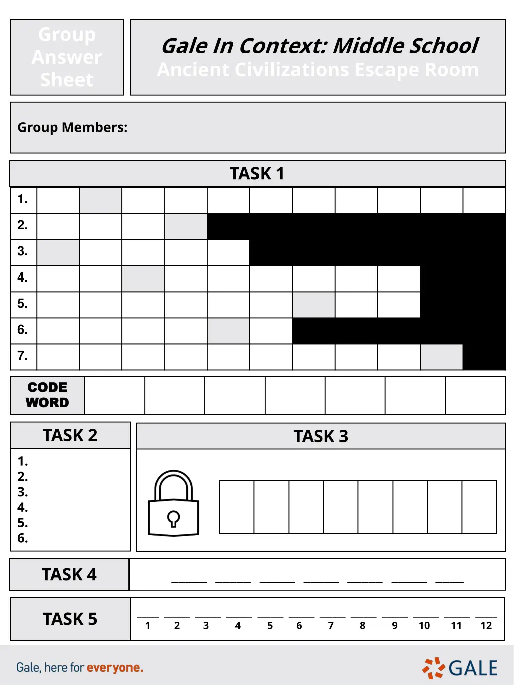 group answer sheet