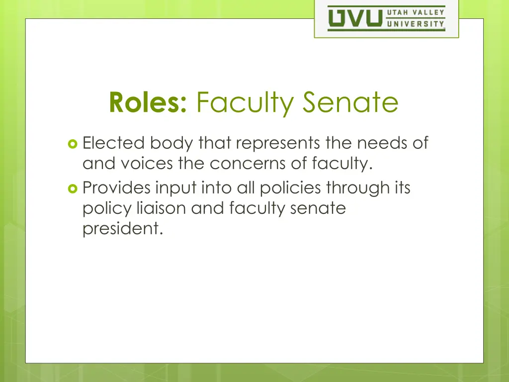 roles faculty senate