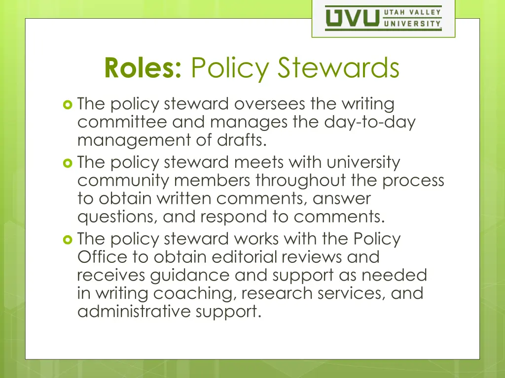 roles policy stewards
