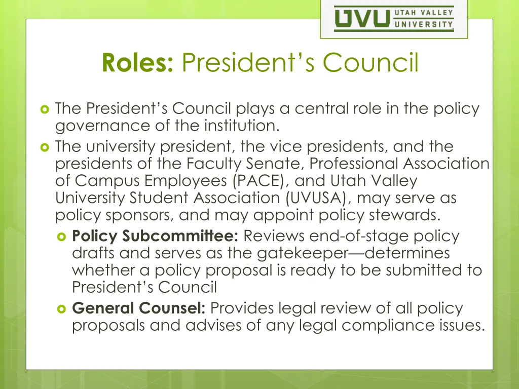 roles president s council