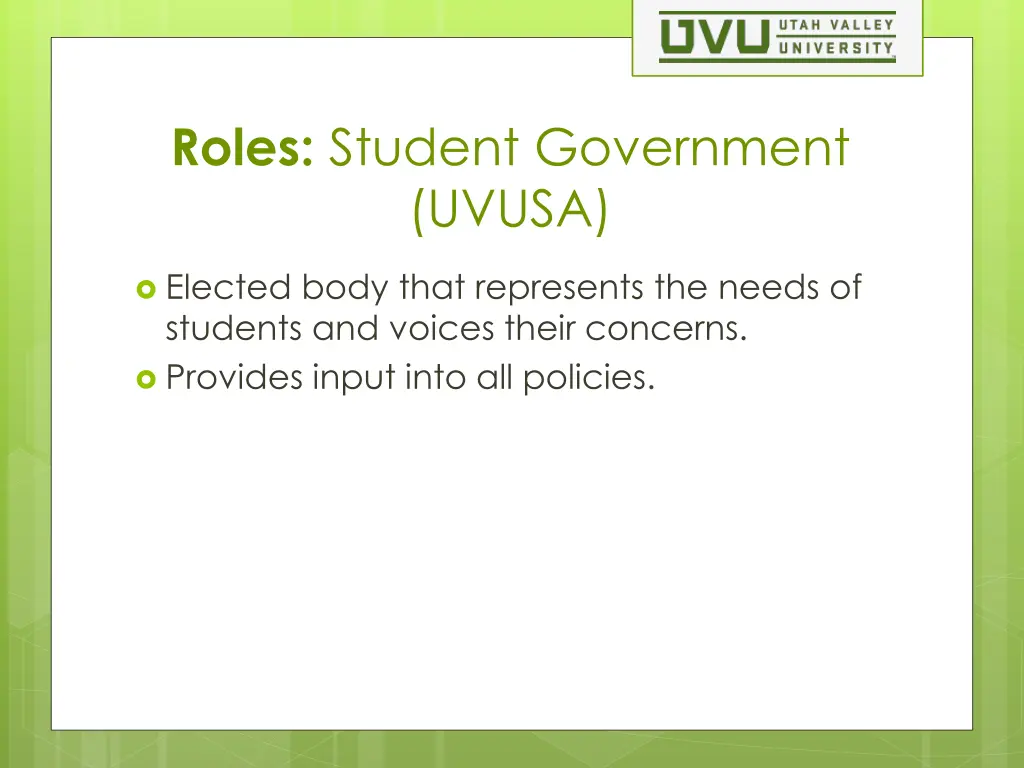 roles student government uvusa