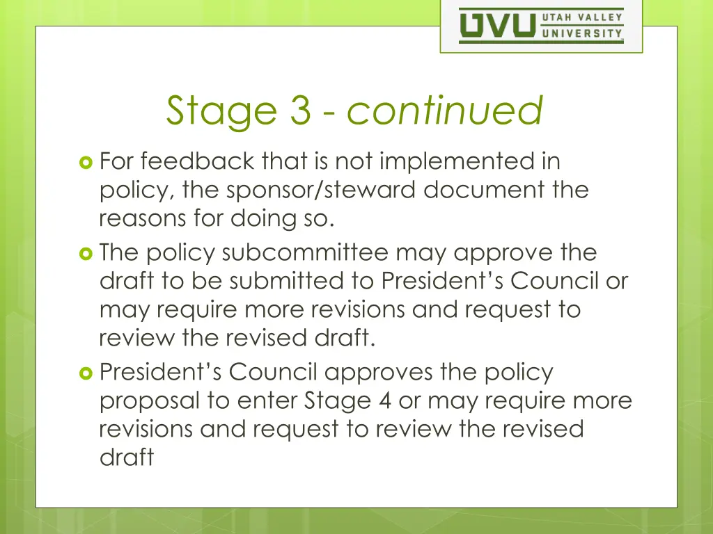 stage 3 continued