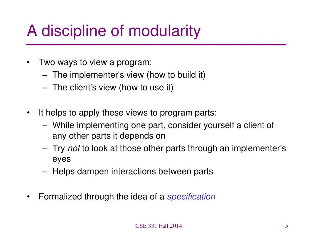 a discipline of modularity