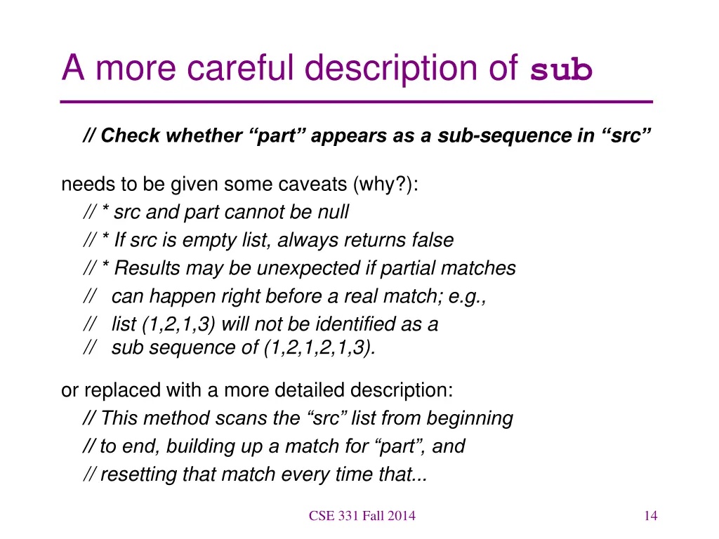 a more careful description of sub