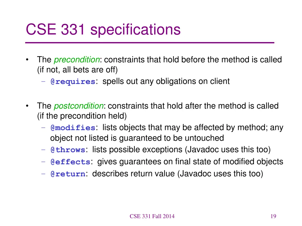cse 331 specifications