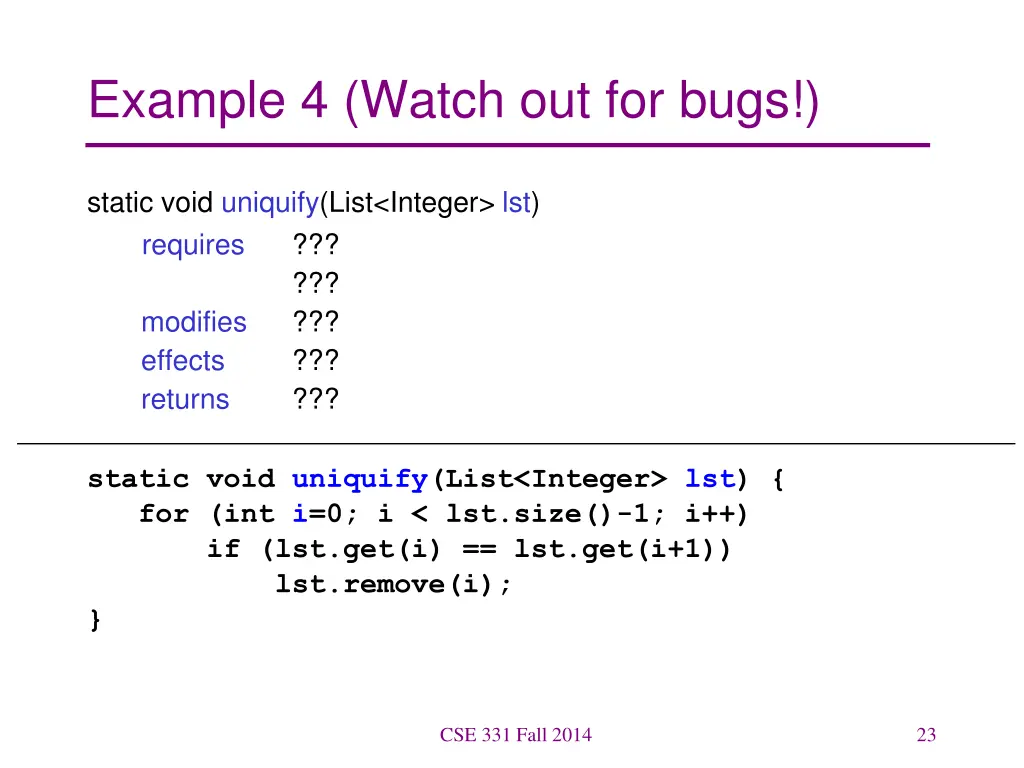 example 4 watch out for bugs