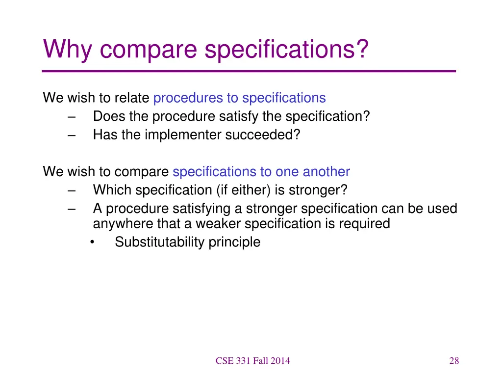 why compare specifications