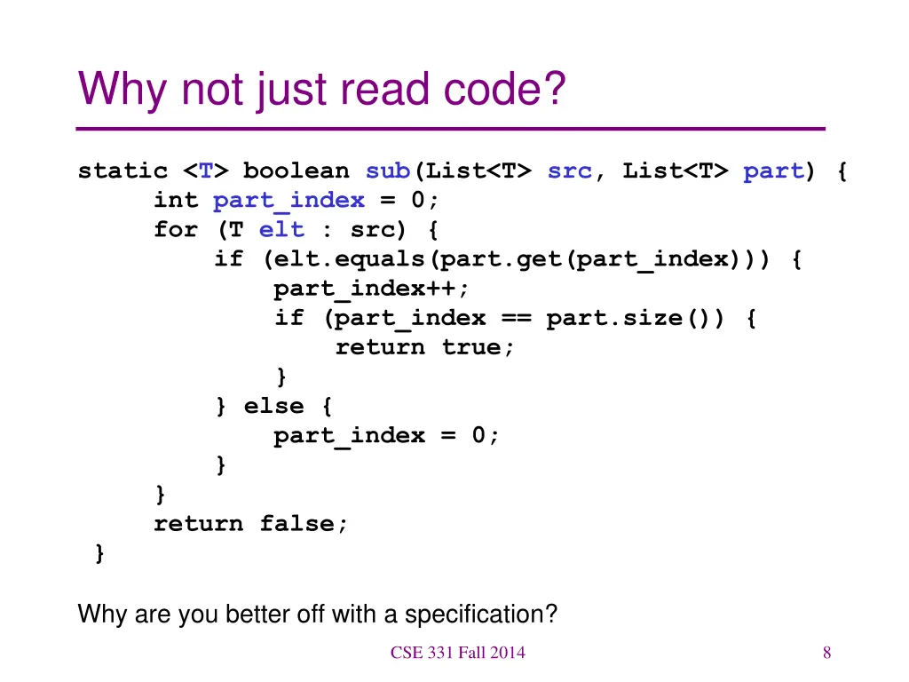 why not just read code
