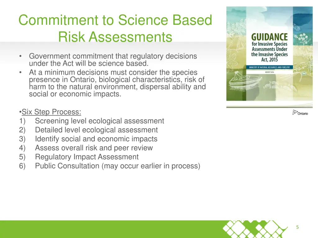 commitment to science based risk assessments