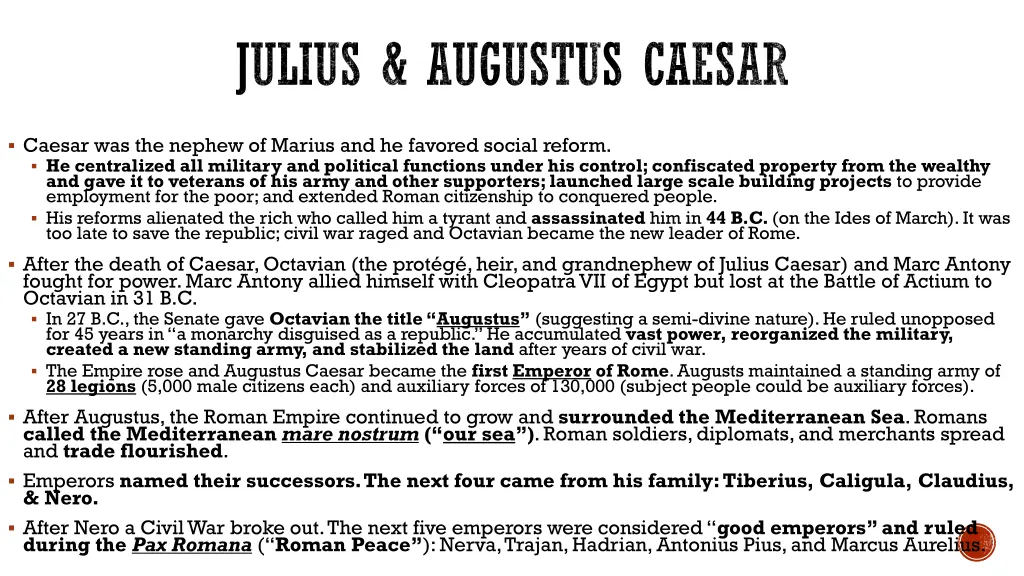 caesar was the nephew of marius and he favored